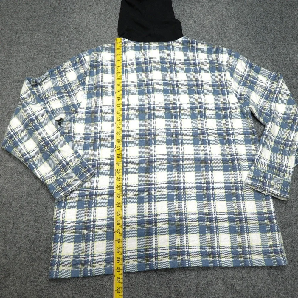 Levi's Hooded Shirt Mens XXL Blue Plaid Cotton Flannel Long‎ Sleeve Button Front